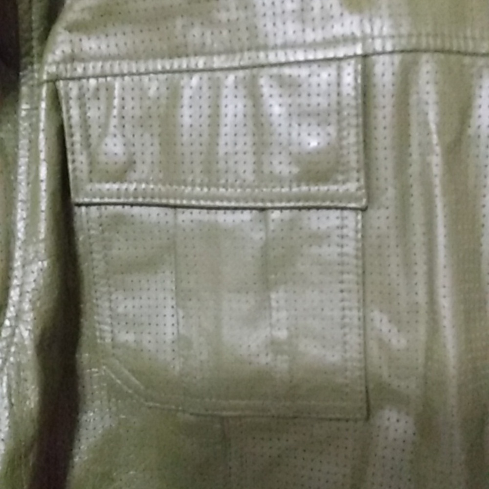 Green Leather Motorcycle Jacket 3XL - Picture 6 of 15